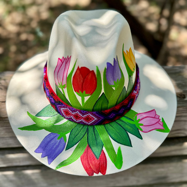 Tulipanes Hand Painted Hat