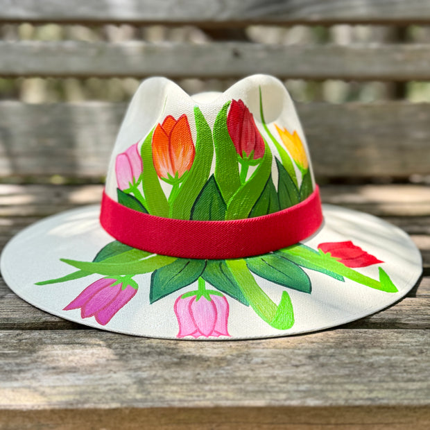 Tulipanes Hand Painted Hat