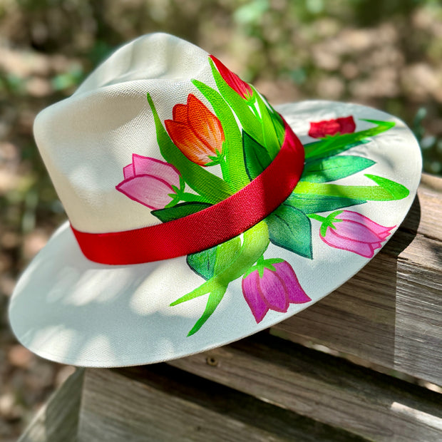 Tulipanes Hand Painted Hat