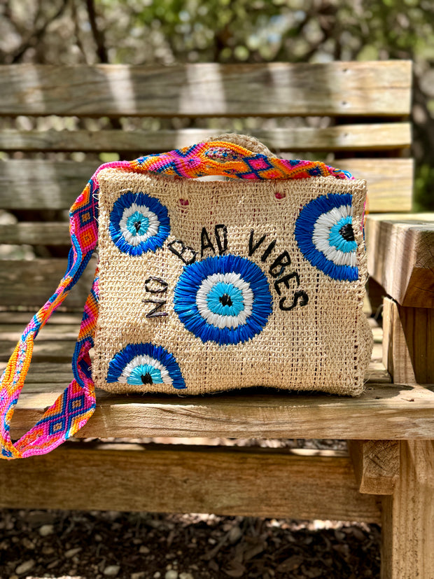 Mexican Evil Eye Market Bag in Natural