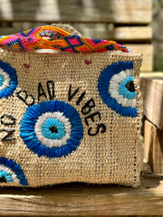 Mexican Evil Eye Market Bag in Natural