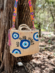 Mexican Evil Eye Market Bag in Natural