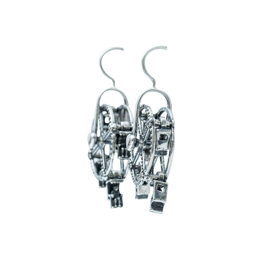 Mexican Silver Spinning Ferris Wheel Earrings