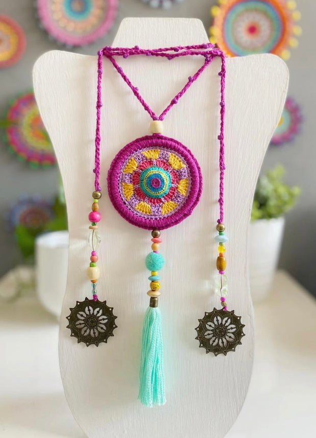 Violet Mandala Knitted Necklace - Bootsologie