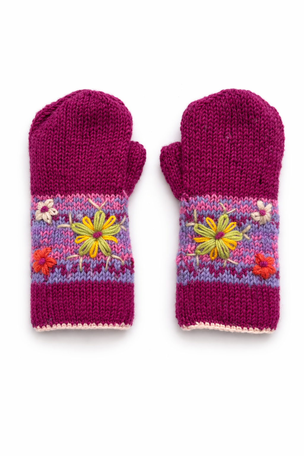 Blossom Embroidered Wool Mittens