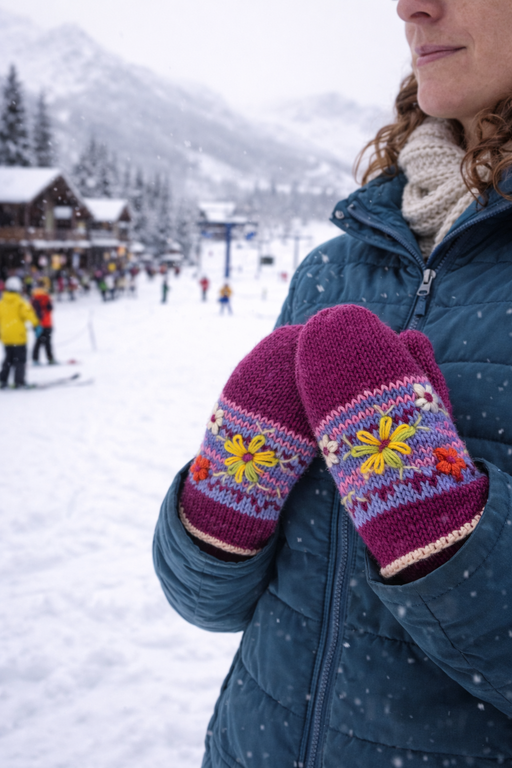 Blossom Embroidered Wool Mittens