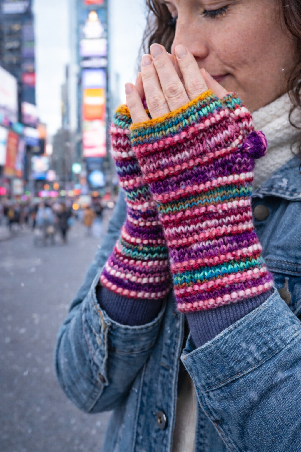 Fleece lined wool fingerless mittens for cold weather outfits