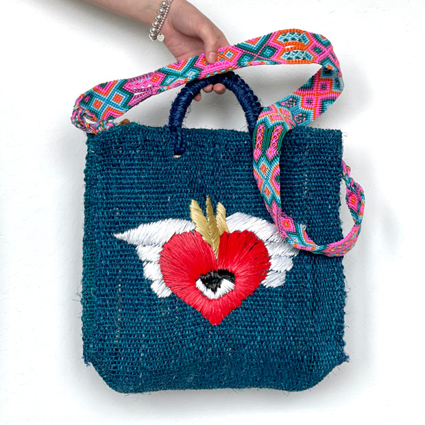 Mexican Market Bag with Corazon Mexicano Embroidered