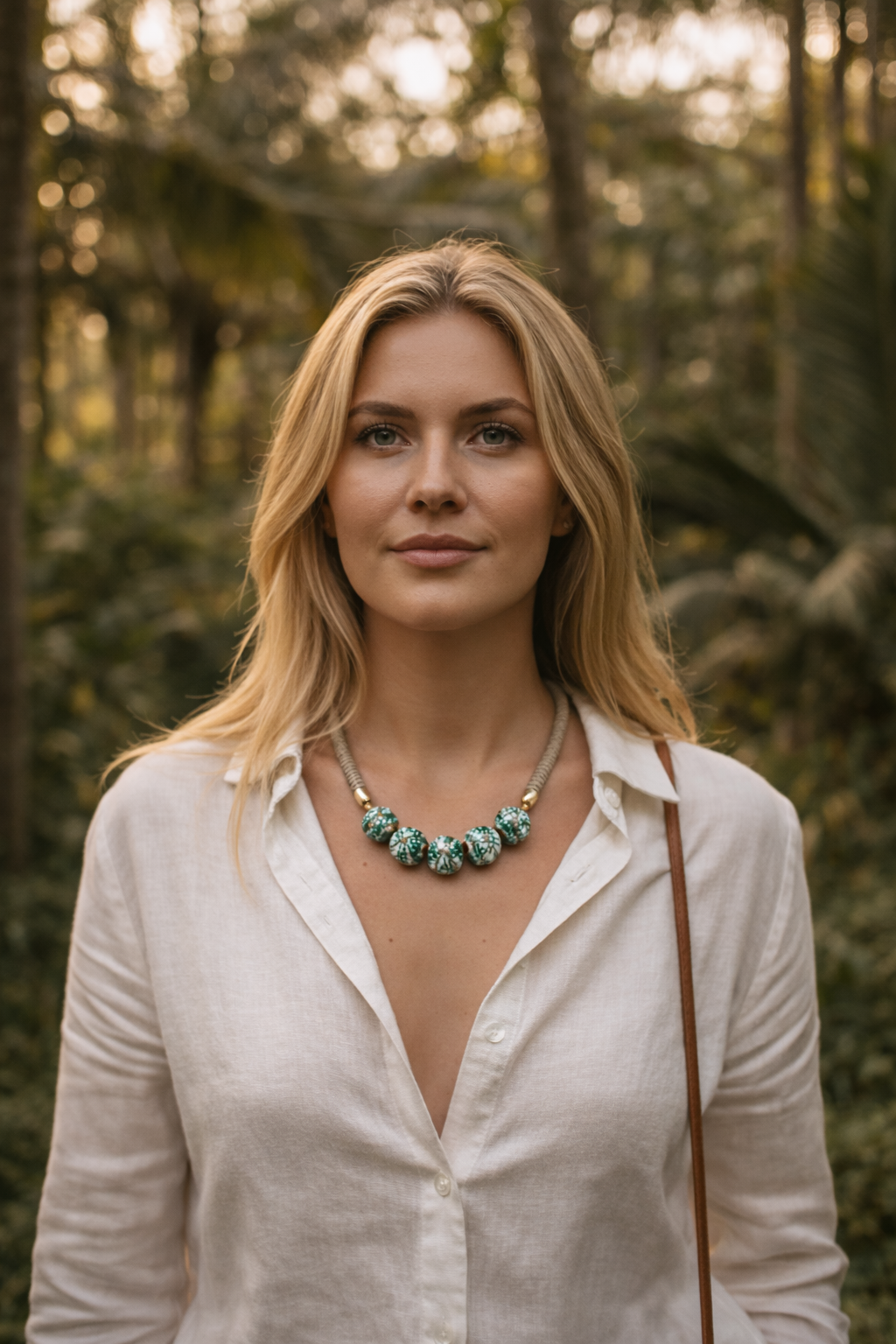 Green Talavera Cord Necklace