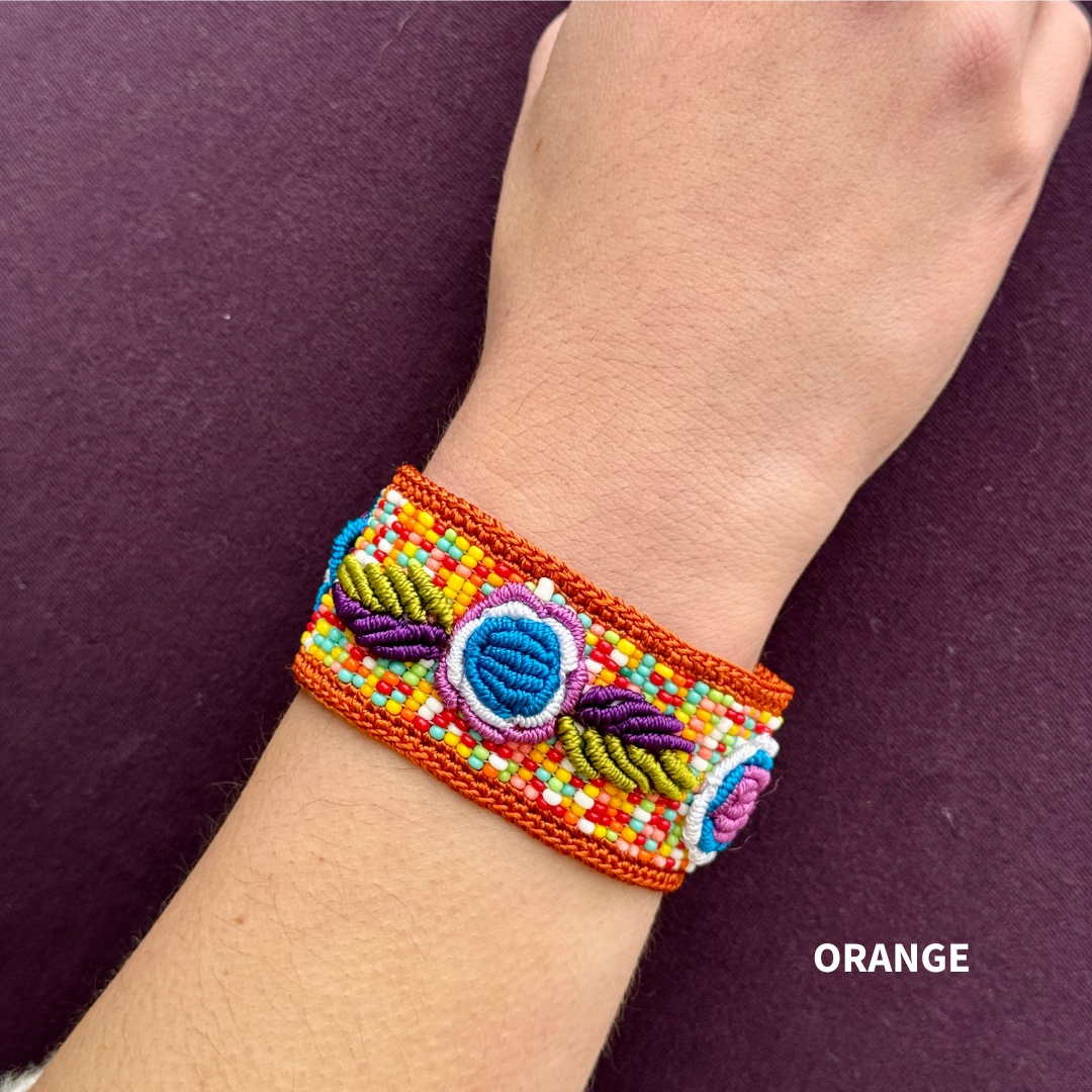 Hand Embroidered Seed Bead Cuff Bracelets