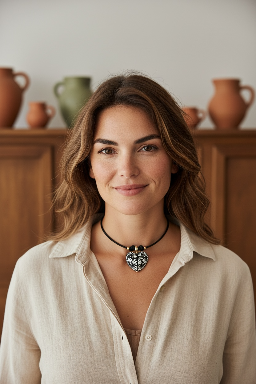 Black Talavera Big Heart Necklace