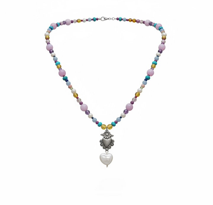 Milagro Heart Gemstone Necklace | Mexican Silver Jewelry