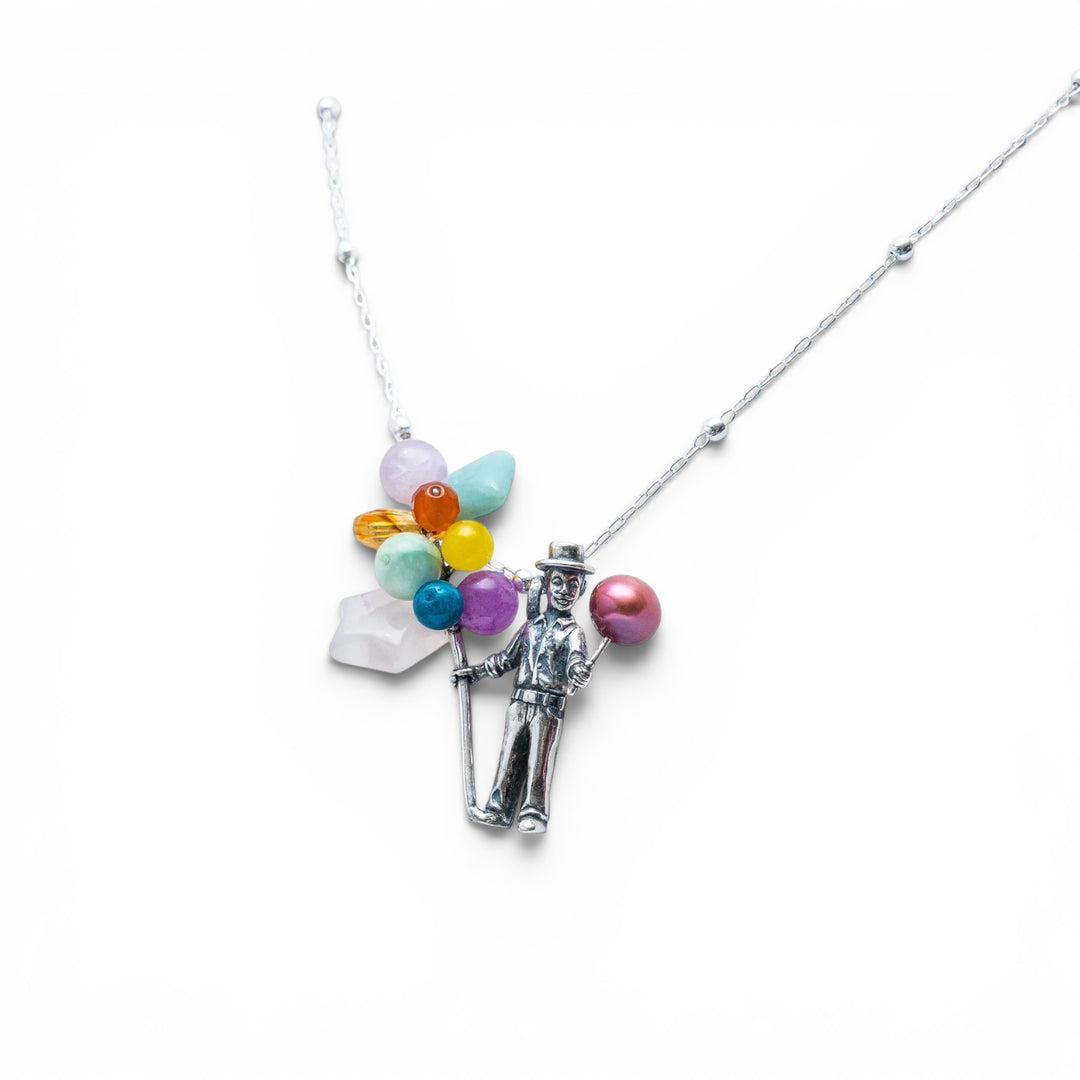 Mexican Silver Globero Necklace with Colorful Gemstones