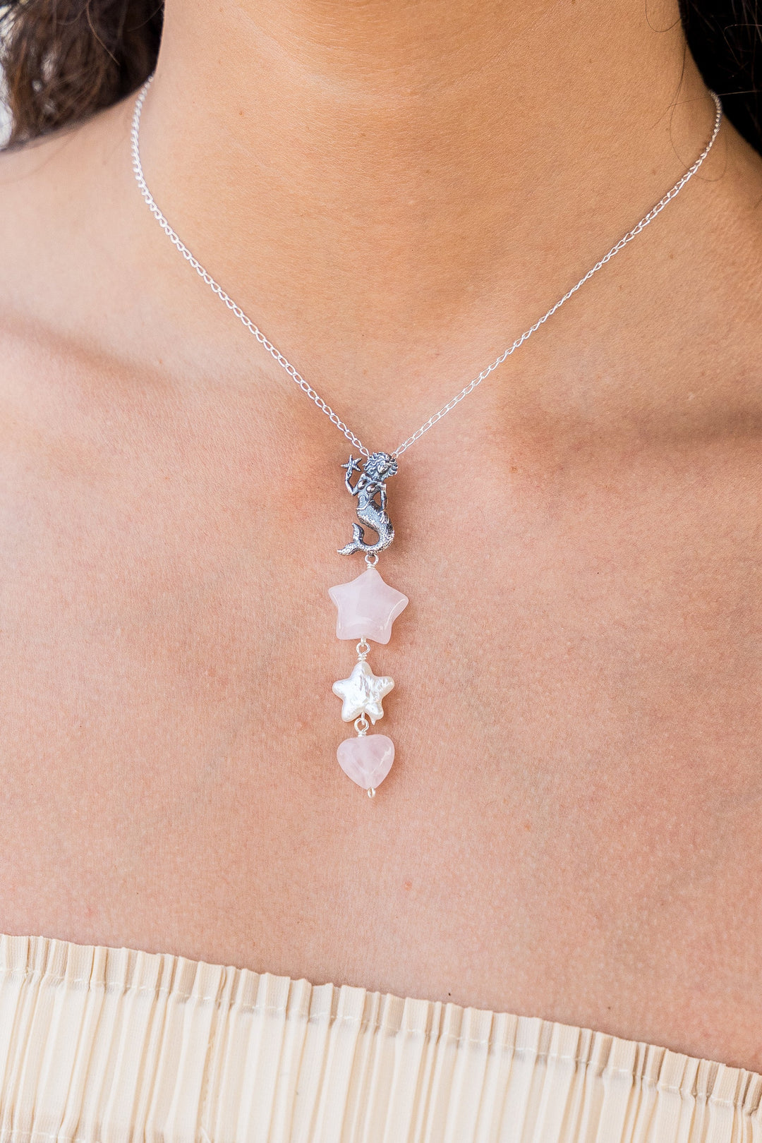Mexican Mermaid Charm Necklace | Ocean Inspired Silver Jewelry