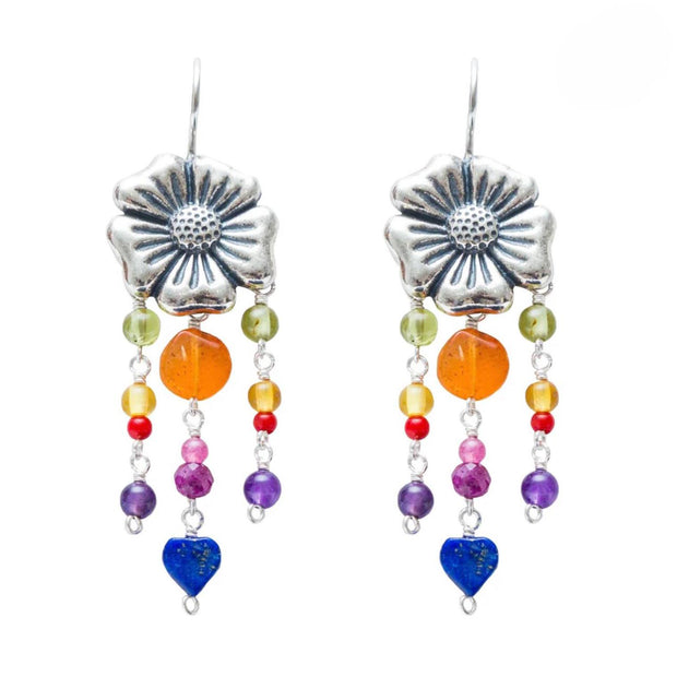 Mexican Silver Floral Earrings