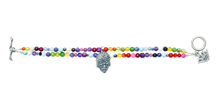 Catrina silver bracelet styled as Día de Muertos Mexican folk art jewelry
