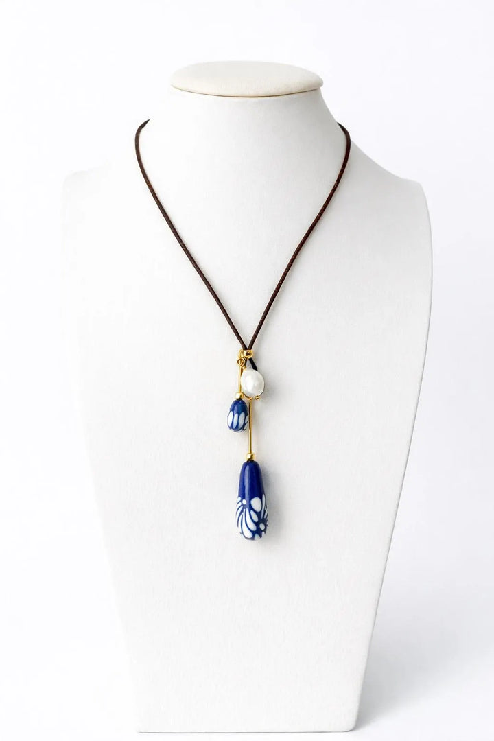 Mexican Talavera Ceramic Necklace with Freshwater Pearl