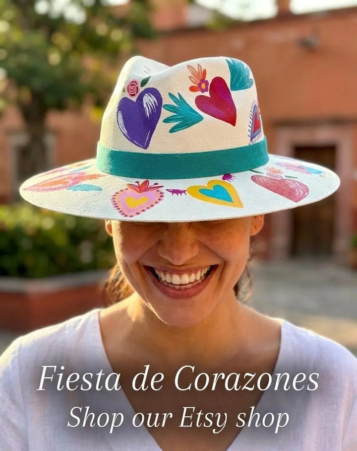 Fiesta de Corazones Hand Painted Fedora Hat