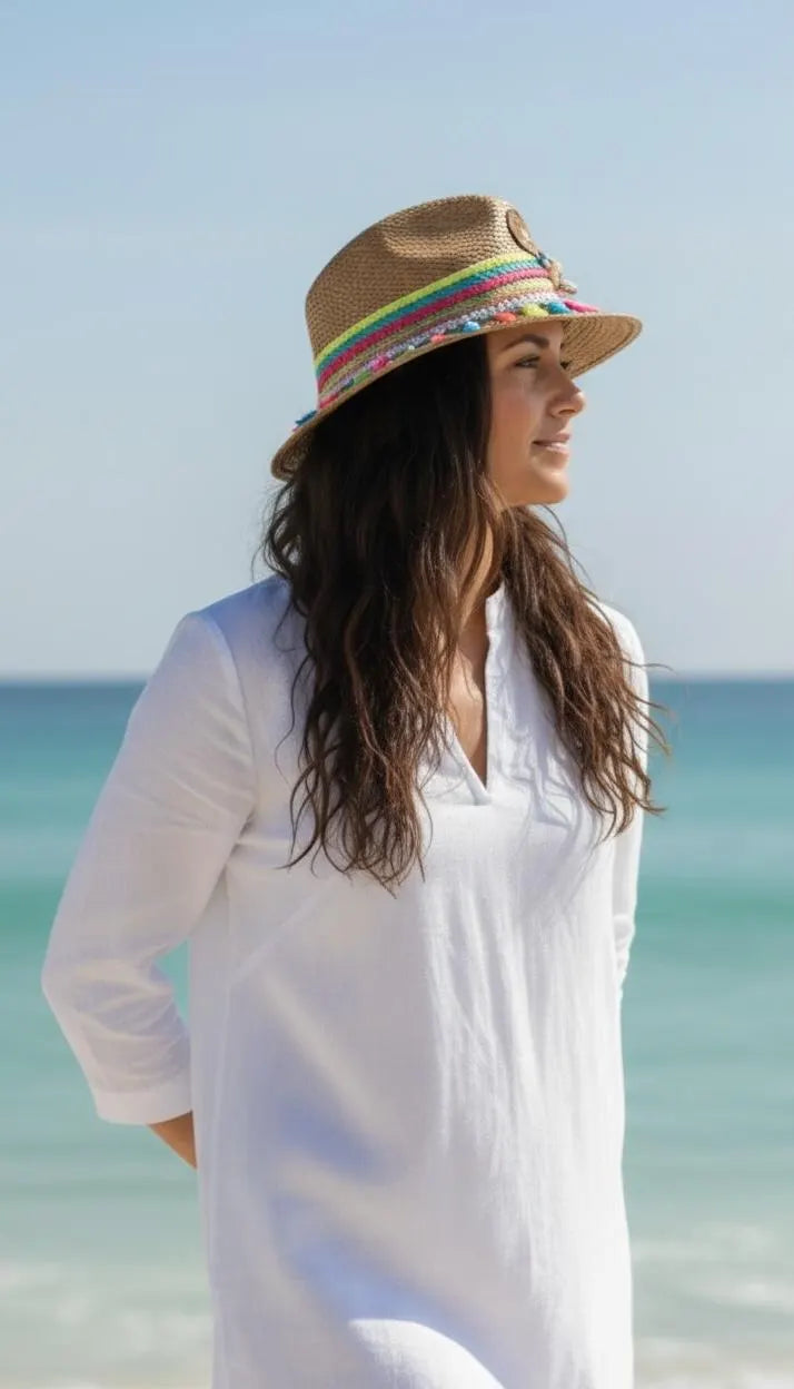 Colombian Straw Hat for Women | Handmade Raffia Panama Style Summer Hat