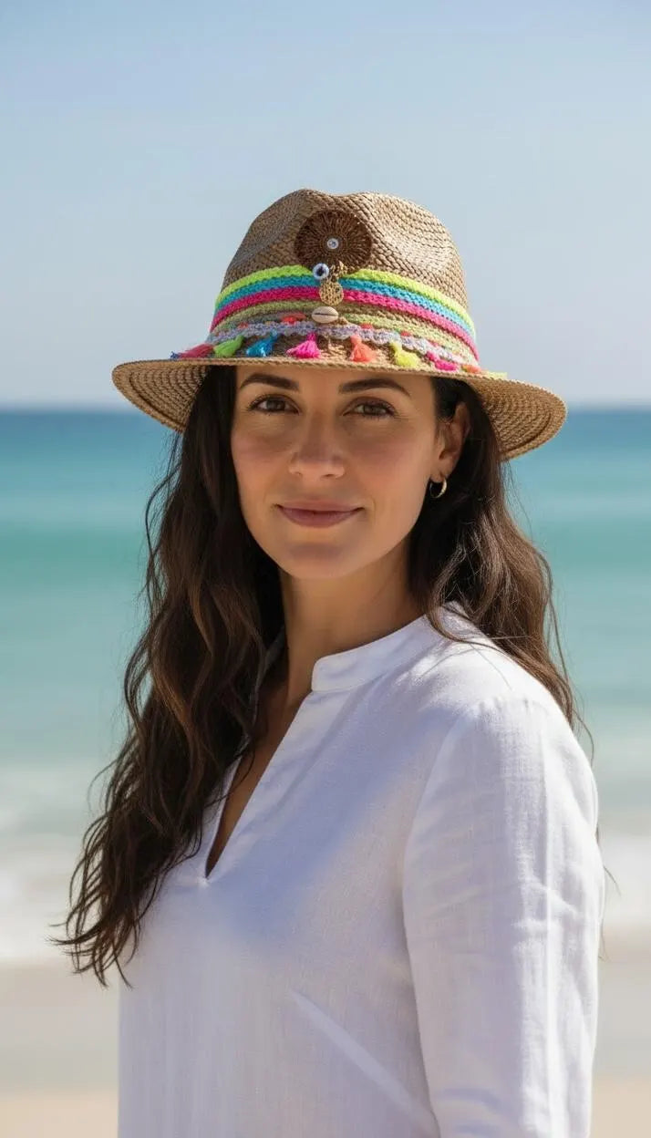 Colombian Straw Hat for Women | Handmade Raffia Panama Style Summer Hat