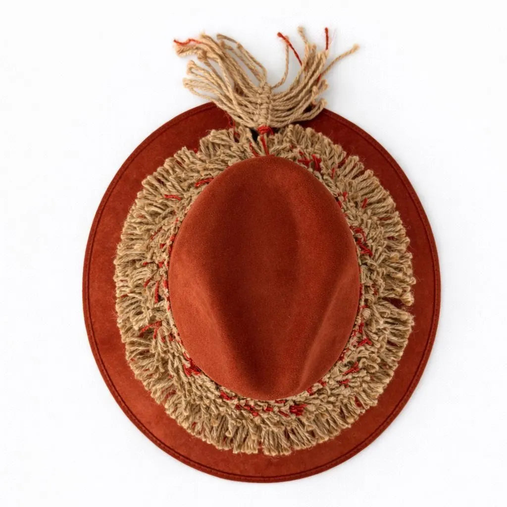 Women’s Wide Brim Felt Fedora Hats with Braided Band | Boho Fall Hat