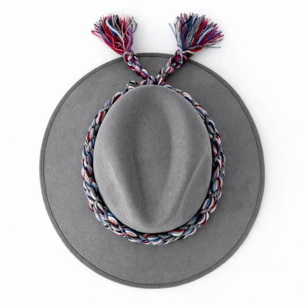 Women’s Wide Brim Felt Fedora Hats with Braided Band | Boho Fall Hat