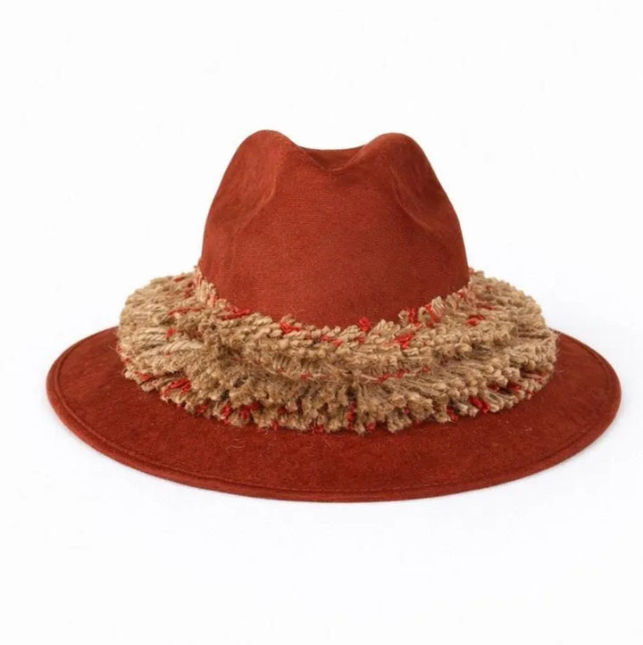 Women’s Wide Brim Felt Fedora Hats with Braided Band | Boho Fall Hat