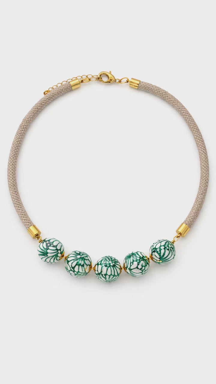 Green Talavera Cord Necklace