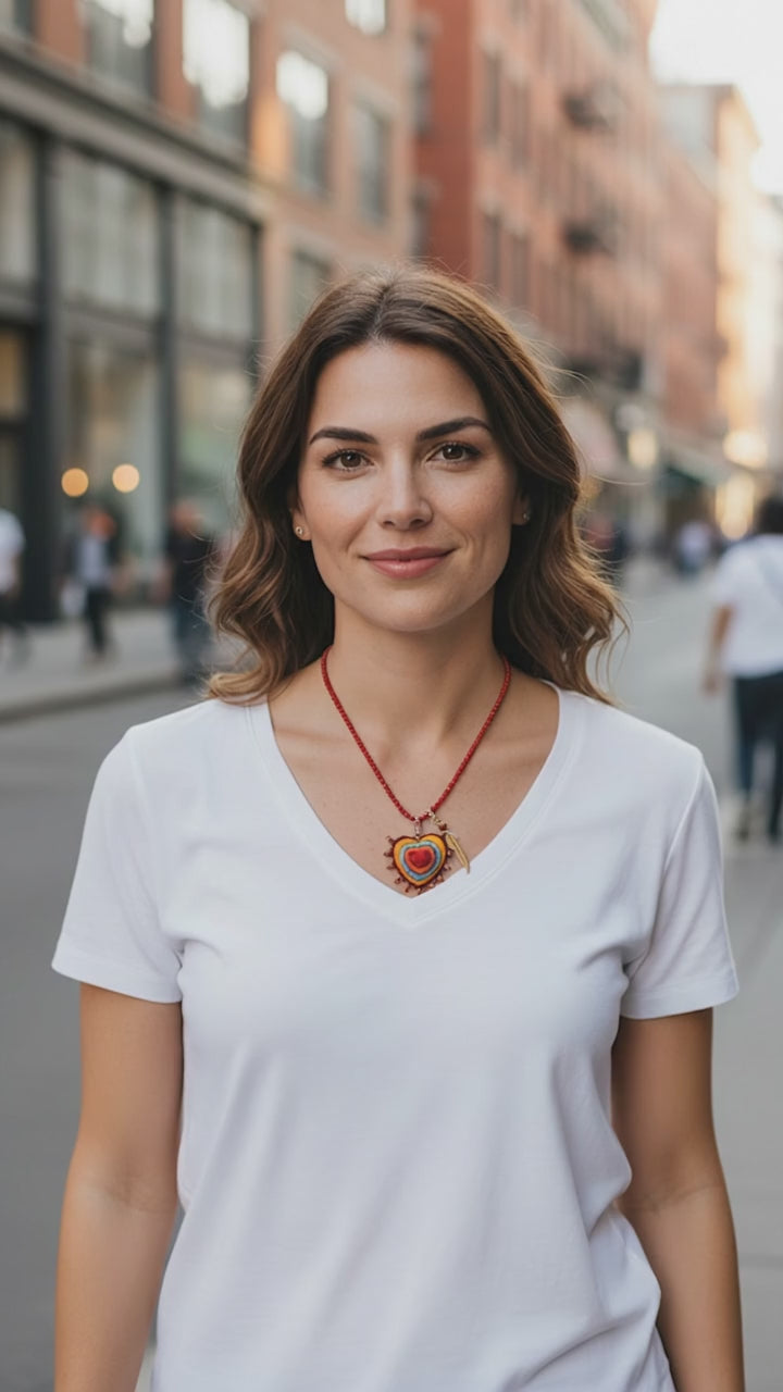 Mexican Milagros Necklace – Sacred Heart Inspired Statement Jewelry
