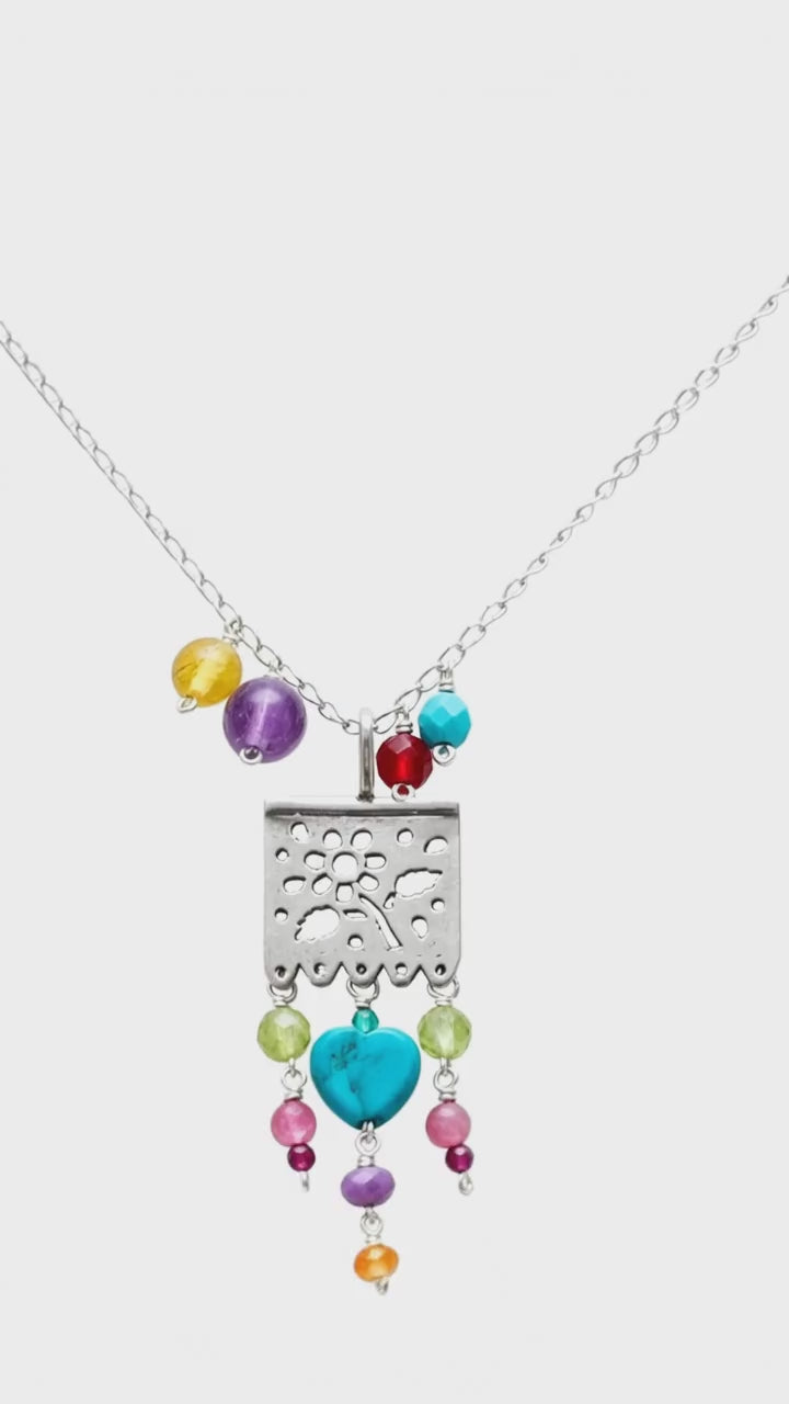 Papel Picado Silver Pendant