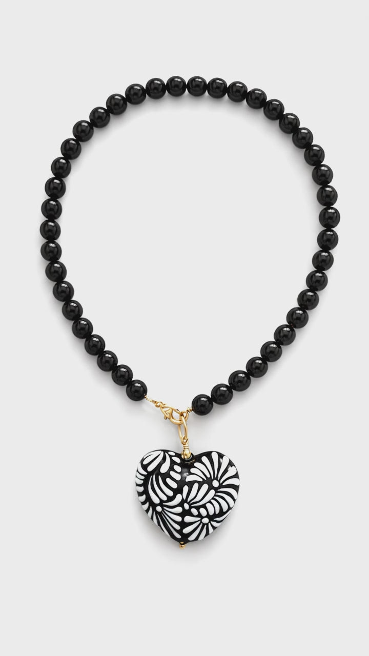 Beaded Talavera Big Heart Necklace