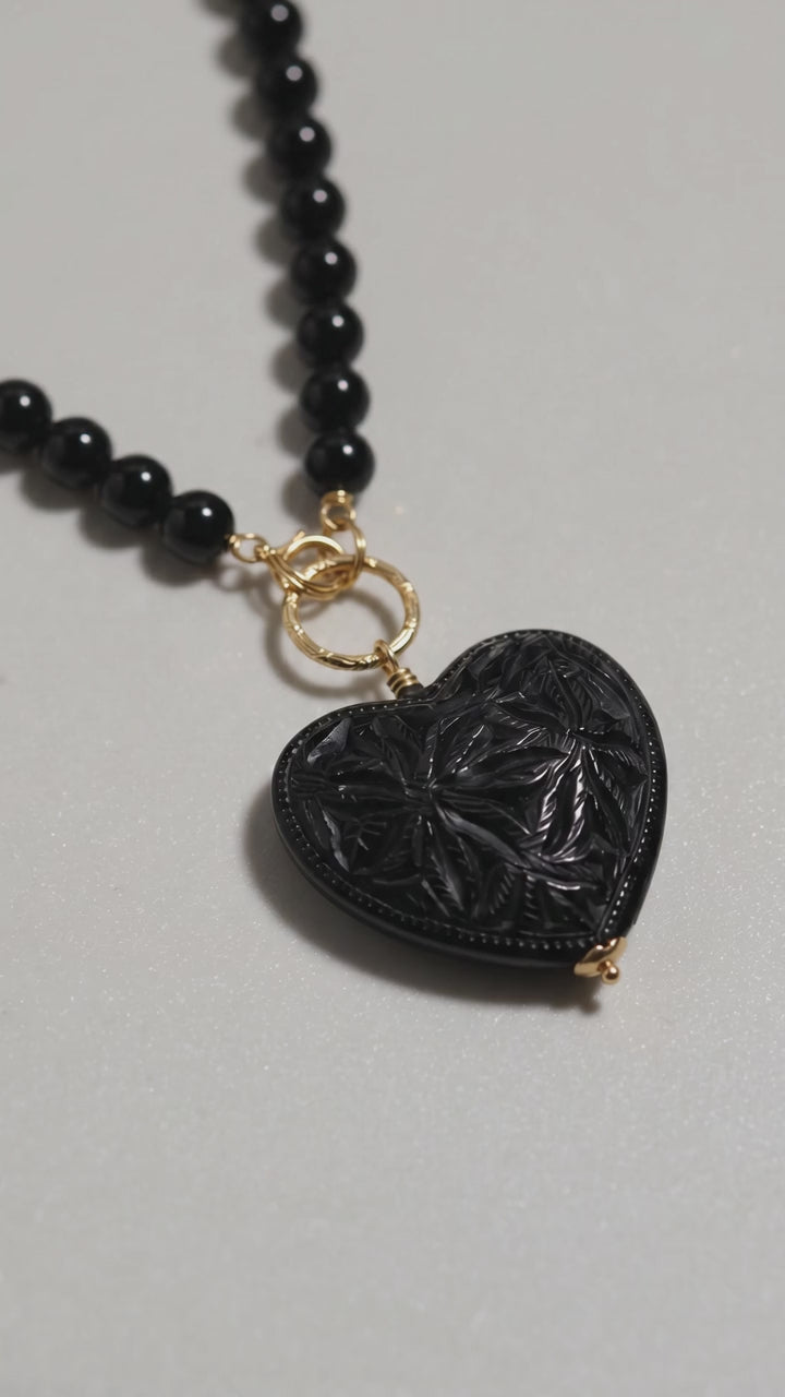 Handmade Black Clay Sacred Heart Necklace – Barro Negro Mexican Jewelry