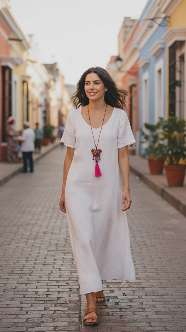 Embroidered Milagros Necklaces – Handmade Sacred Heart Inspired Jewelry