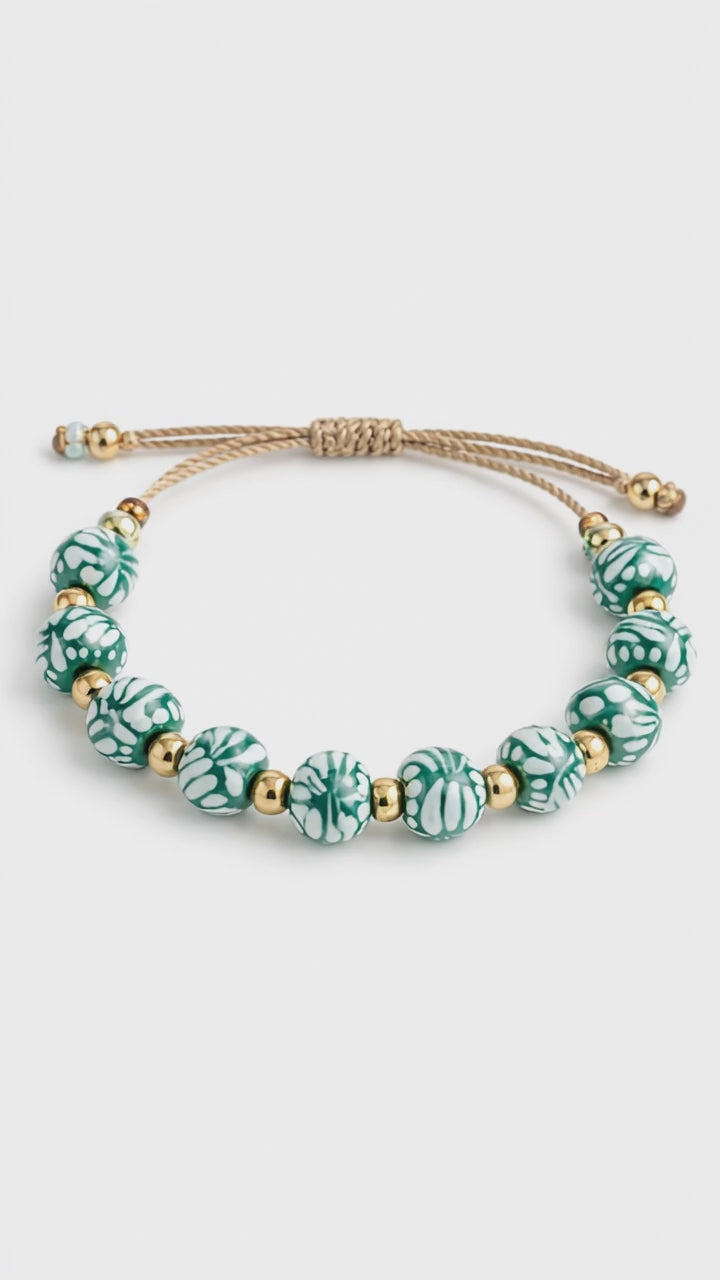 Green Talavera Cord Bracelet