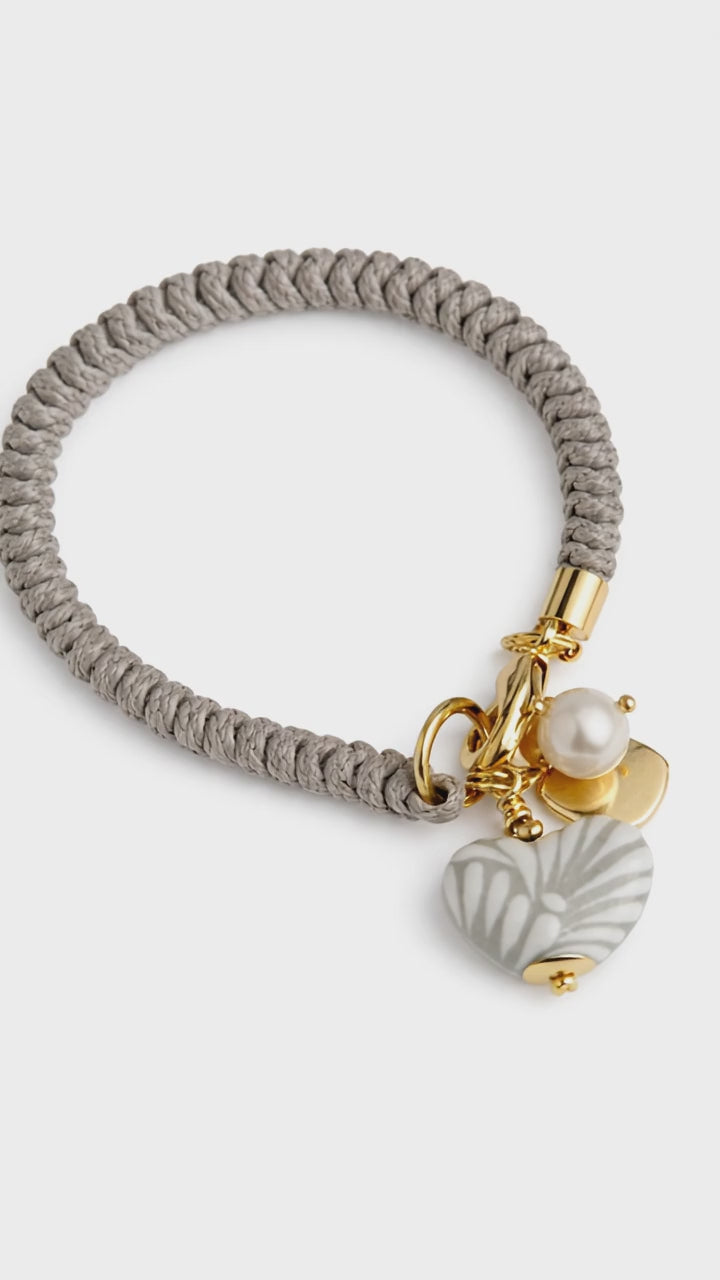 Gray Talavera Heart Bracelet with Pearl