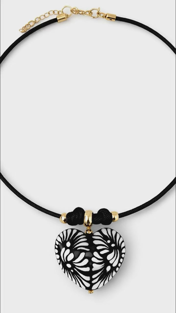 Black Talavera Big Heart Necklace