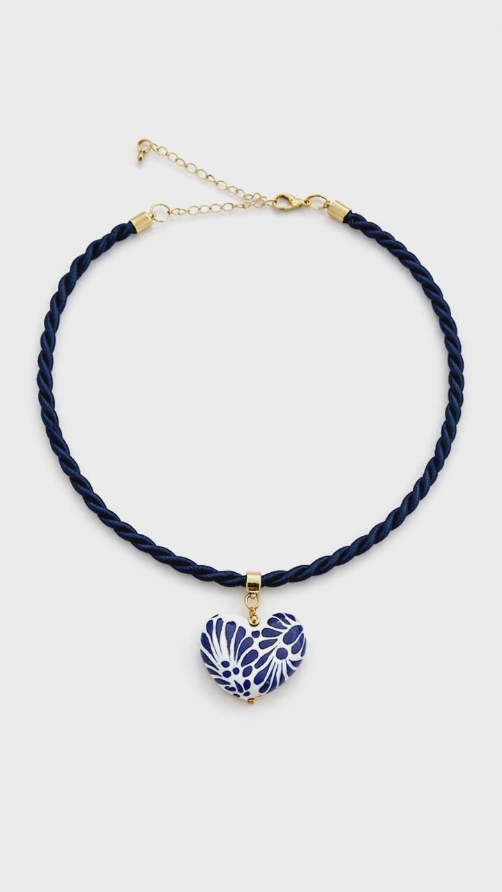 Blue Heart Talavera Necklace
