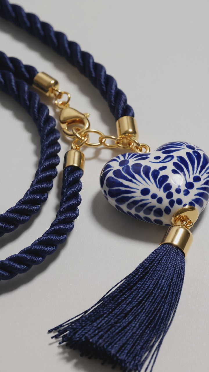 Hearts and Tassels Delight Talavera Necklace