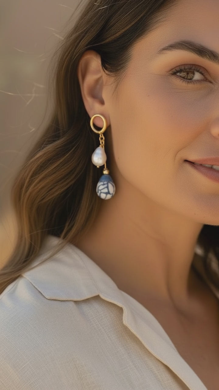 Hand Painted Talavera Earrings | Handmade Mexican Ceramic Statement Earrings