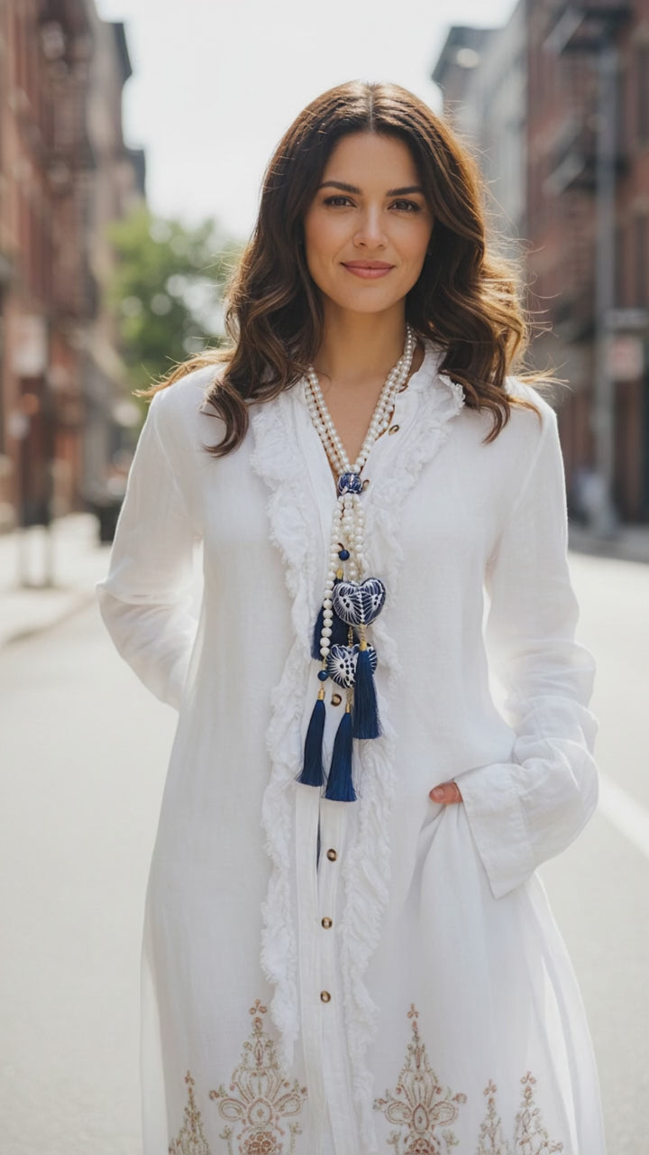 Boho Love Pearl Talavera Necklace from Puebla