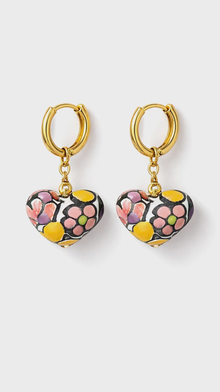 Colorful Heart Shapped Talavera Earrings