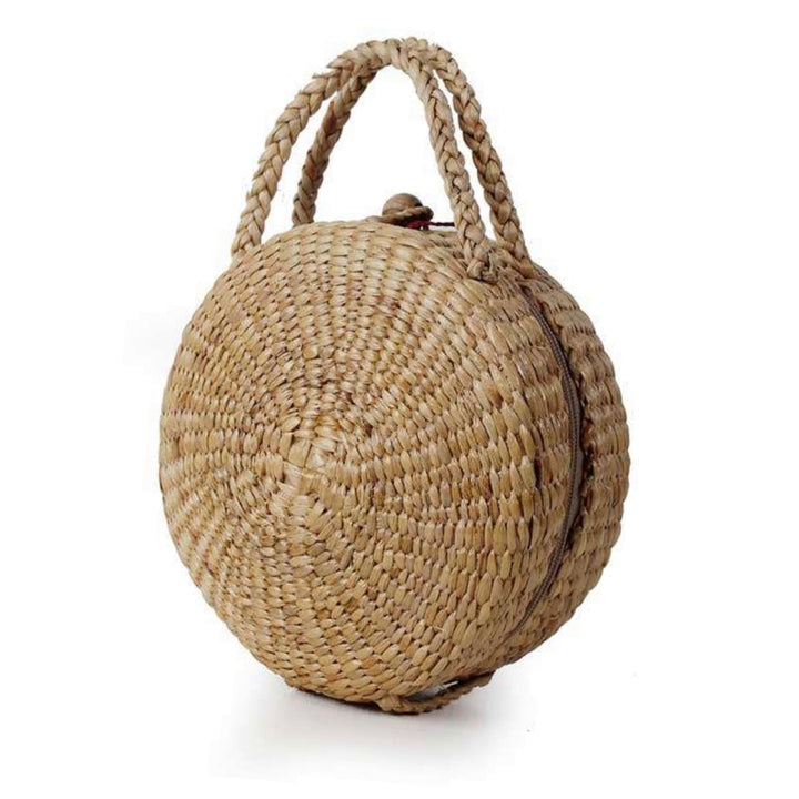 Round Straw bag-Top handle - Bootsologie