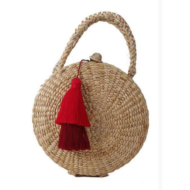Round Straw bag-Top handle - Bootsologie