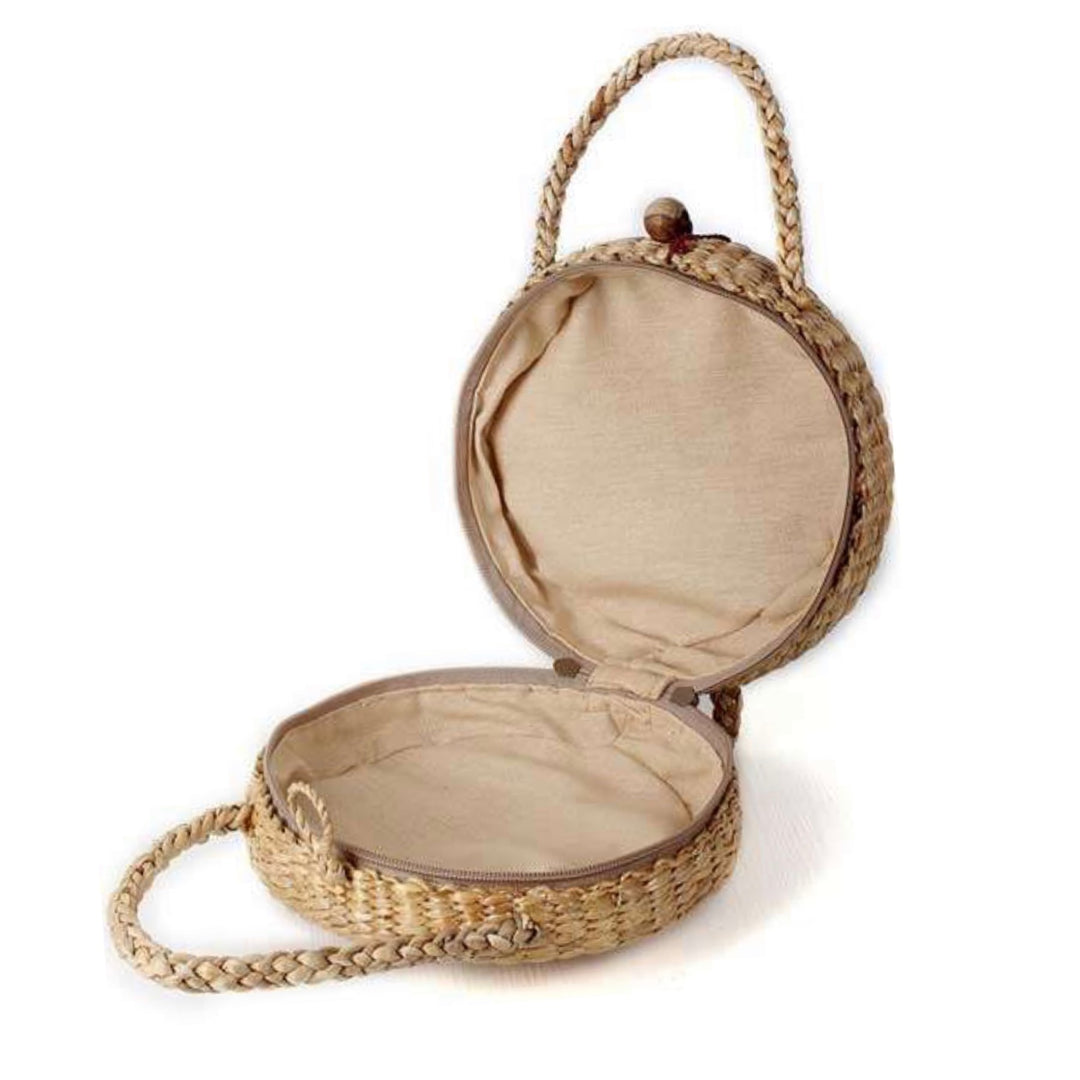 Round Straw bag-Top handle - Bootsologie