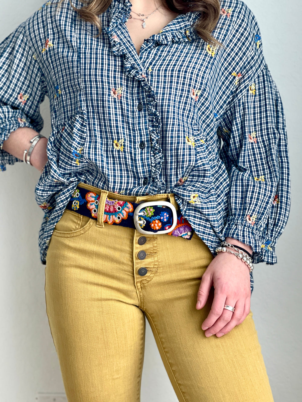Girasoles Wool Belt in Blue - Bootsologie