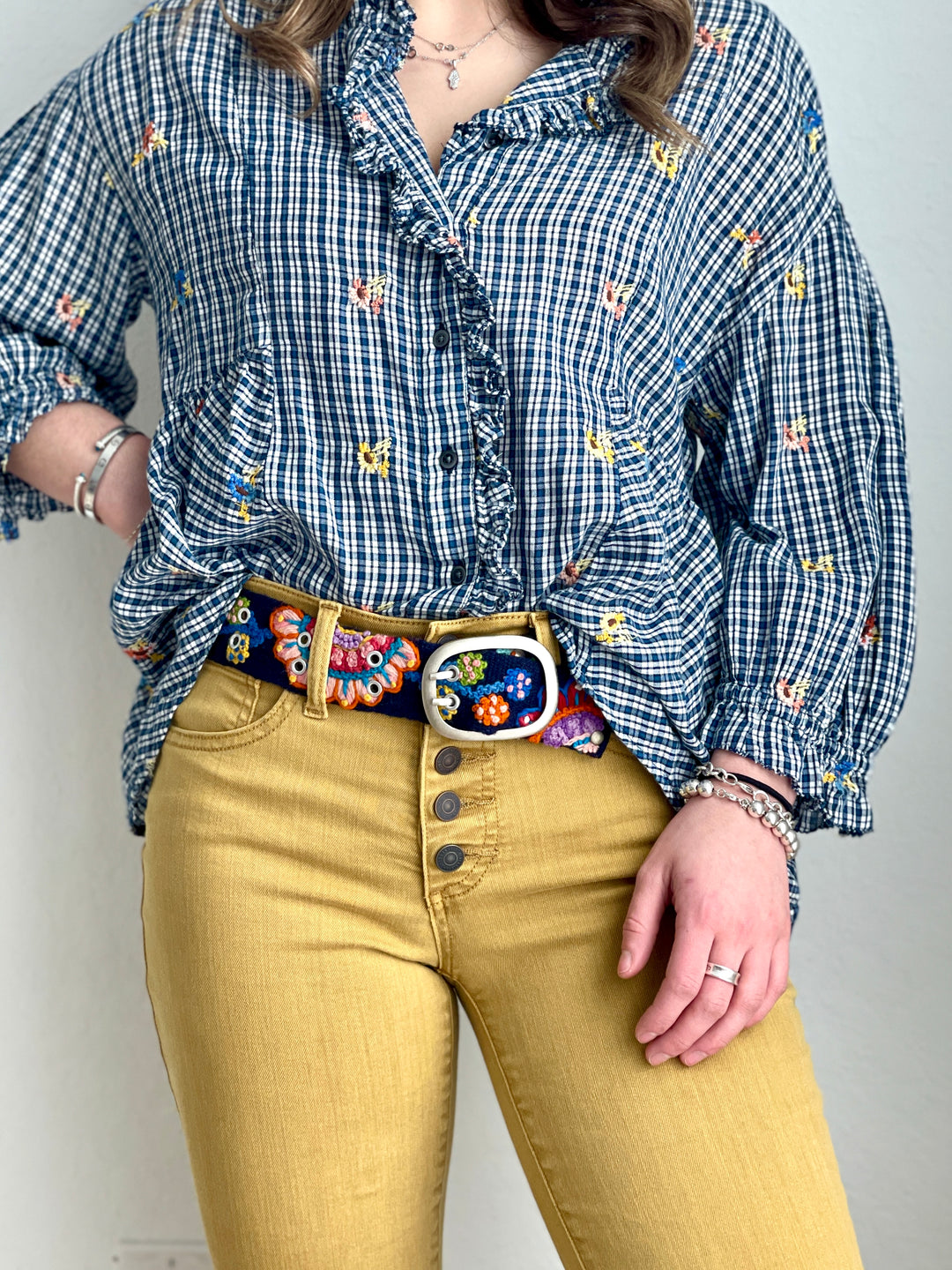Girasoles Wool Belt in Blue - Bootsologie