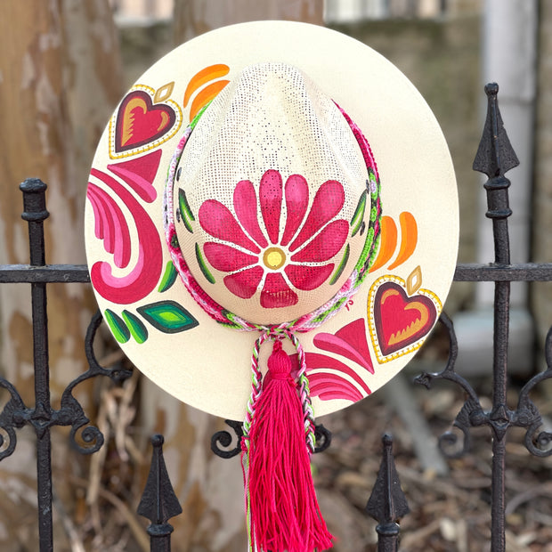 Mexican Hat | Artisanal Hat | Floral Hat | Hearts - Bootsologie