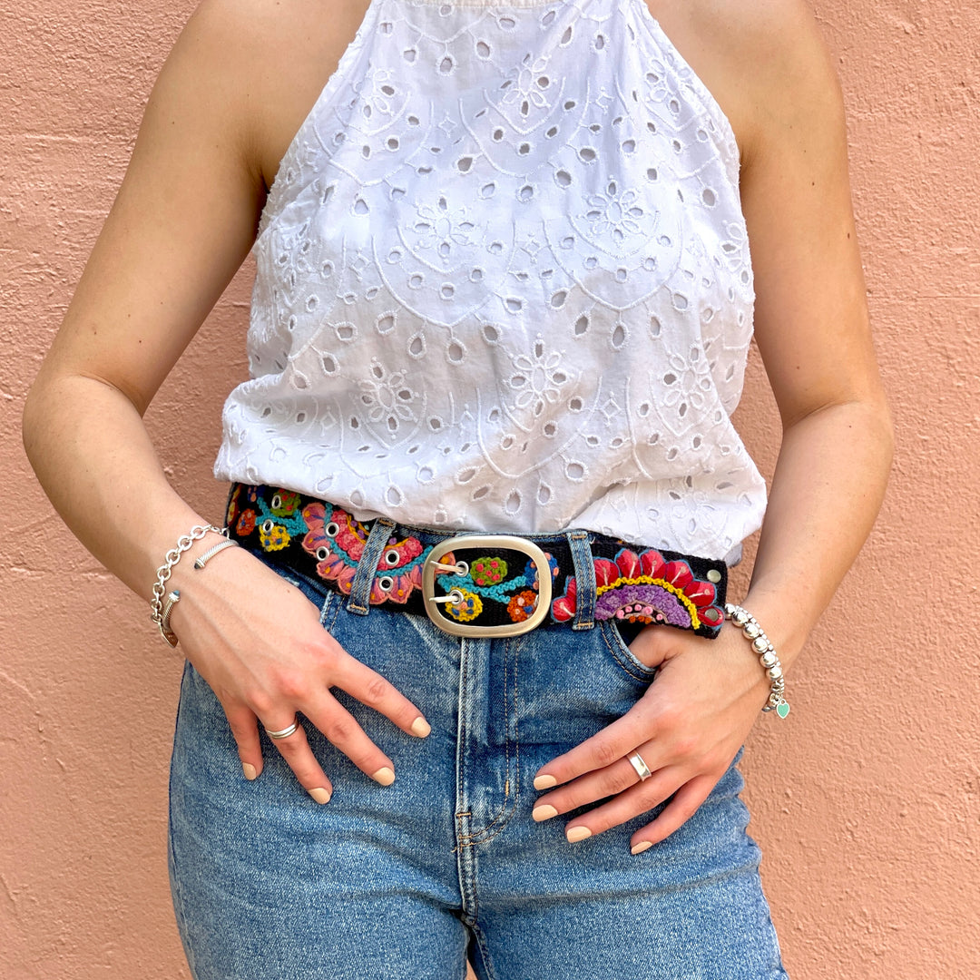 Girasoles Wool Belt in Blue - Bootsologie