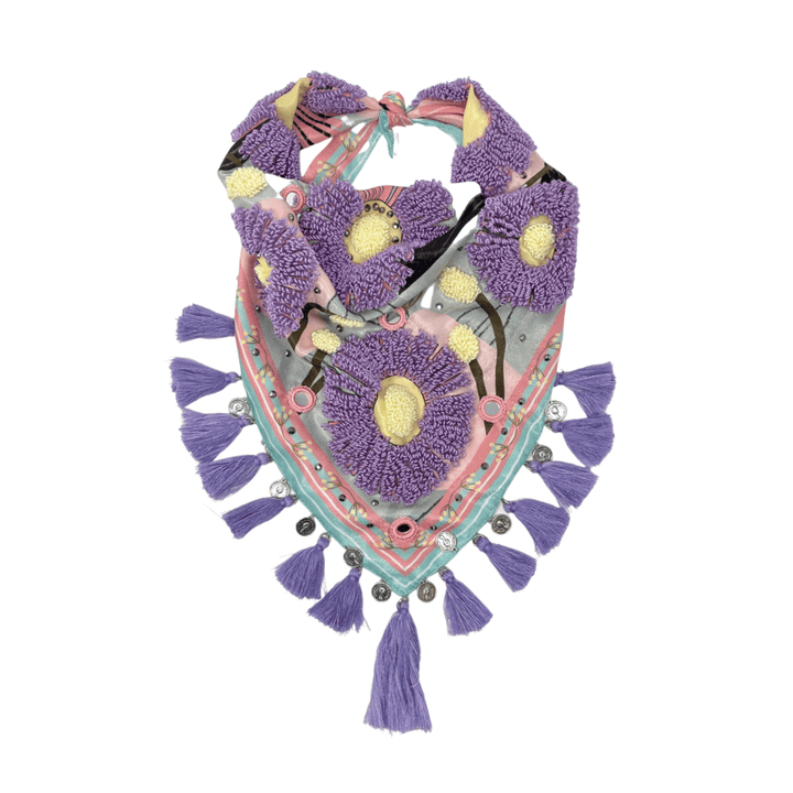 embroidered silk scarf floral rose detail blue bandana bootsologie