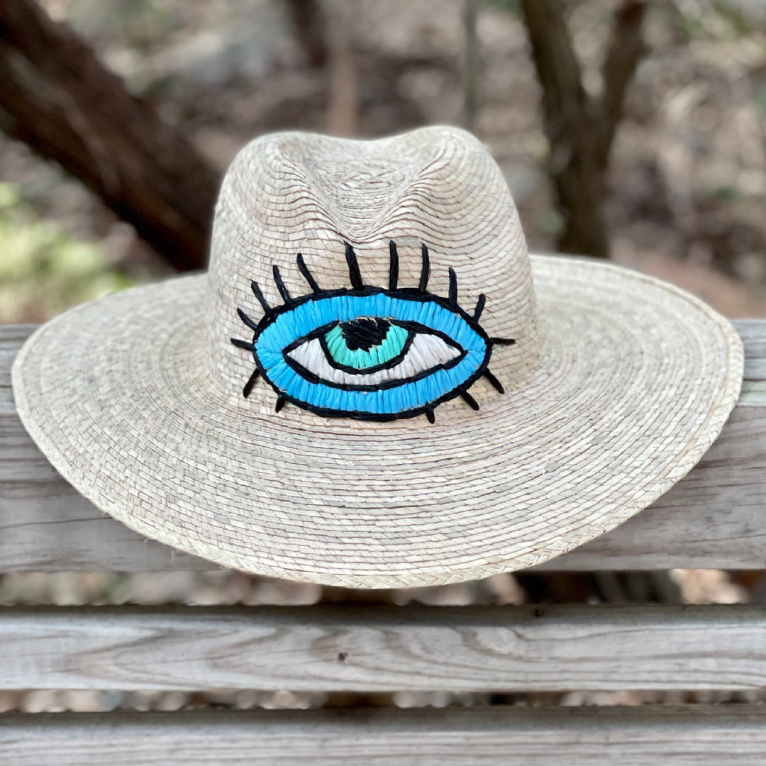 Evil eye handpainted on sale straw hat